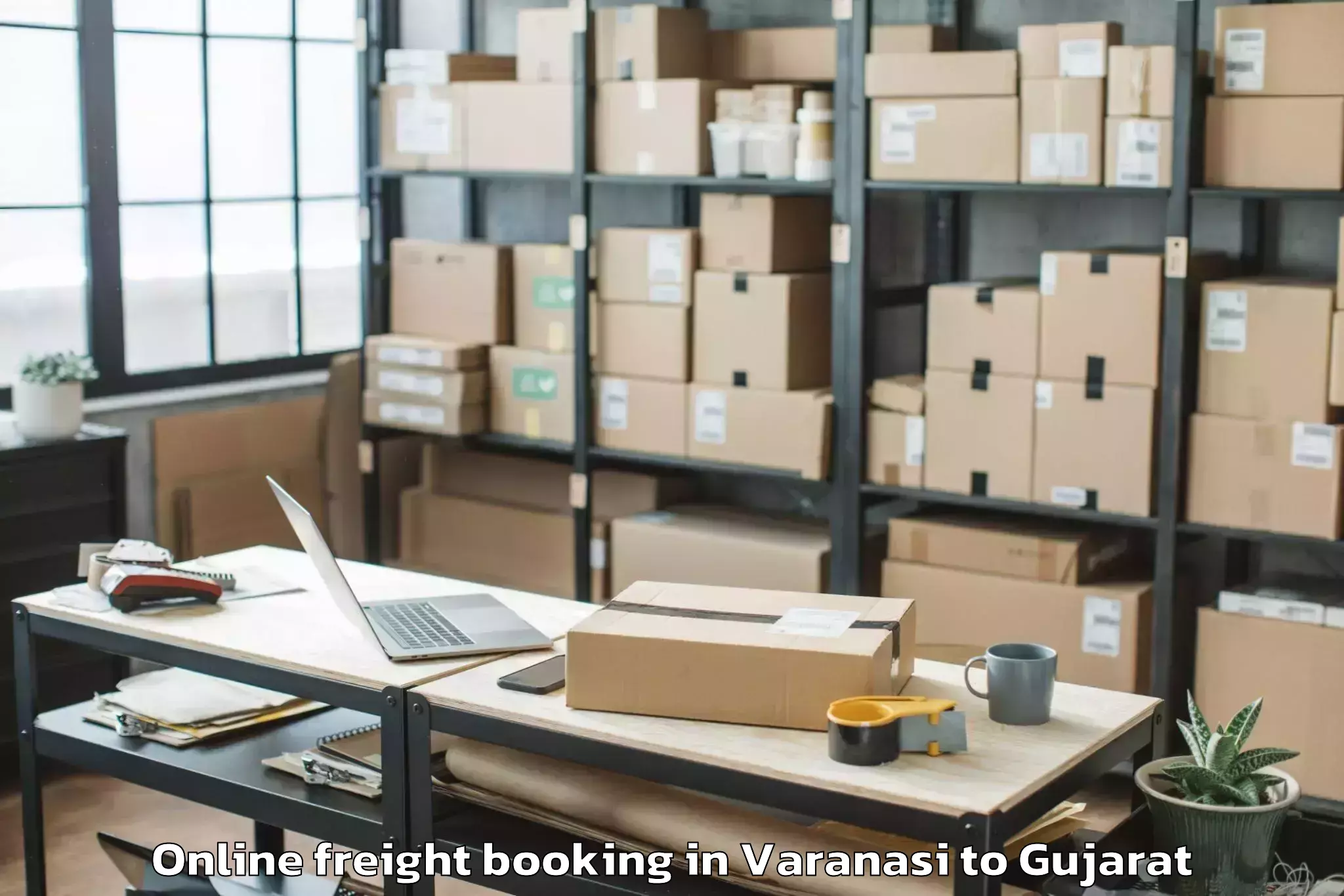 Book Your Varanasi to Netrang Online Freight Booking Today